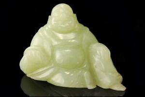 Vintage Chinese Carved Jade Nephrite Buddha Figurine Br