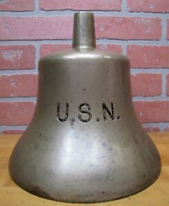 Usn United States Navy Old Brass Nickel Plated Retired Nautical Ships Boat Bell