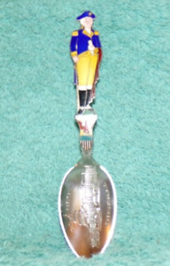 Sterling Enamel Figural Souvenir Spoon George Washington D C U S Capital