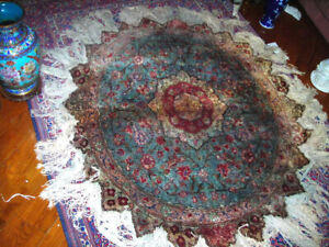 Sale Unusual Star Design Semi Antique Silk Art Silk Kayseri Turkish Rug 4 4x4