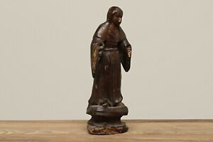 18th Century Antique Spanish Colonial Carved Santos St Anthony Wood Hand Carved