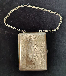 Sterling Silver Purse On Chain Has Mono One 1 Side Only