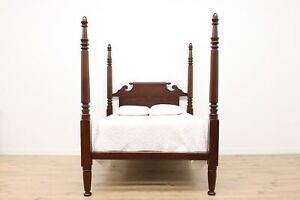 Empire Antique Carved Mahogany Poster Queen Size Bed 47988