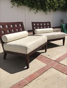 Bernhardt Design Pair Of Modern Chairs In White Leather Wood Frame Made In Usa