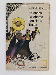 National Geographic Map 1974 Close Up Usa Arkansas Oklahoma Louisiana Texas