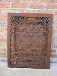 Massive Antique Vtg Victorian Cast Iron Floor Grate Heat Register Ornate B 