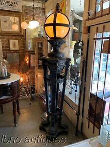Monumental 19th C French Iron Torchiere Floor Lamp Architectural Jewel 8ft 