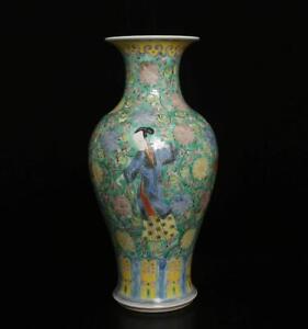 41 5cm Kangxi Signed Antique Chinese Famille Rose Vase W Lady