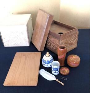 Chabako Wooden Storage Box Japanese Tea Ceremony Sets Vintage T 032