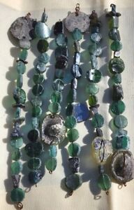 6 Strands Ancient Roman Glass Jumbo Rare Beads Sea Large Pendant Focal