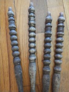 Antique Lot Wooden Spindles Primitive Reclaimed Weathered Salvage