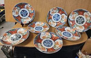 Antique Japanese Porcelain Plates Imari Lot Of 7