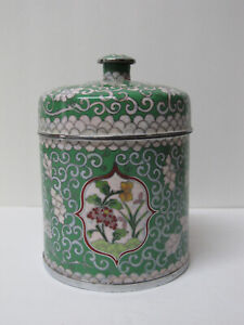 Antique Chinese Cloisonne Tea Caddy With Floral Design