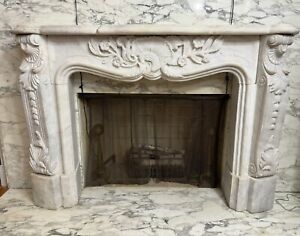 Beautiful Carved Vintage Marble Mantel Mantle Fireplace