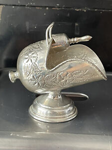 Antique Silver Sugar Scuttle Salt Pig With Scoop Epoc 1009 England Pedestal