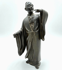 Japanese Meiji Bronze Scholar Statue Signed Tokyo School