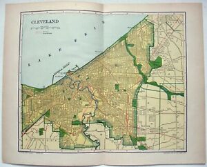 Cleveland Ohio Original 1910 City Map By Dodd Mead Company Antique