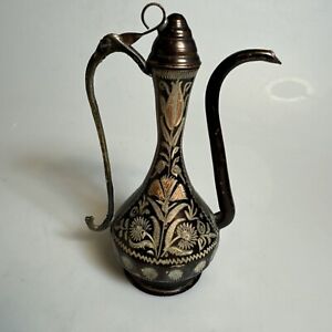 Middle Eastern Copper Ewer Teapot Etched 6 