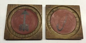 2 Laurids Lonborg Denmark Teak Wood Coasters Pop Art Mid Century Danish Modern
