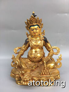8 4 Antiquecopper Giltgold Purecopper Huangcaishen Buddha Statue Pendulum Piece 