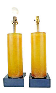 Vtg Pair Mid Century Modern Acrylic Fractal Resin Table Lamps Itmo Giraudon Rare