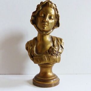 Superb Antique 19th Century French Bronze Lady Sculpture Bust Greuze 