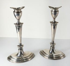 Antique Pair Of English Sterling Silver Candlesticks By Tiffany Co 