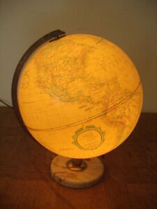 Vintage Repogle Heirloom Globe Light Brass Stand 12 World Lamp
