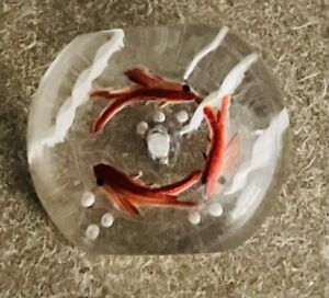 Ex Rare Vintage Fish Bowl Reversed Carved Lucite Button Ca 1930s 1940s