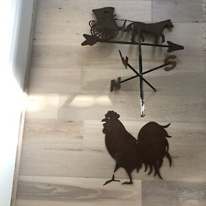 Vintage Weathervane Rooster Chicken Horse Carriage Metal 1950s South Carolina