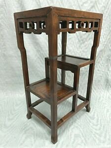 Elegant Late 19th Century Chinese Huanghuali Wood End Table With 2 Shelves