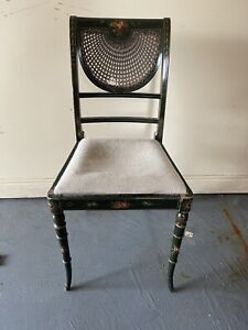 Regency Style Paint Decorated Cane Back Side Chair