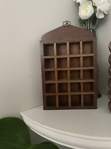 Vintage Wood Curiosity Cabinet Hanging Wood Shadow Box Shelf Trinkets Holder