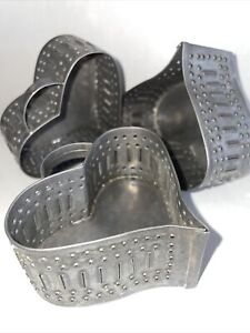 3 Punched Tin Heart Mold Cheese Strainer 3 Inches