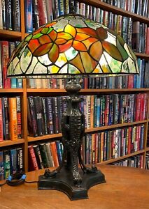 Antique Tiffany Studios Reproduction Woodbine Lamp On Empire Bronze Base