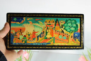 Russian Ussr Lacquer Wood Box Hand Painted