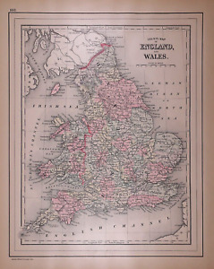 Dated 1887 Map Of England Wales 12x15 1838