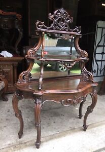 19th C Carved Rosewood Rococo Etagere