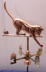 Beautiful Full Size Cat Copper And Brass Weathervane With Mount And All Parts 