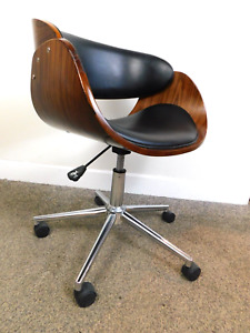 Mid Century Danish Modern Rosewood Style Rolling Office Task Desk Chair Hot