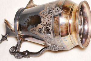 Antique Collectible James Stimpson Water Pitcher Silverplated Victorian Decor