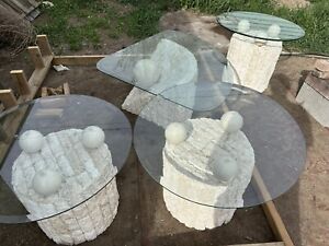 Rare Vintage Coral Coffee Table Three Side End Tables