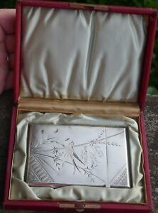 Ant Dated 1881 Gorham Sterling Aesthetic Movement Card Case In Original Case