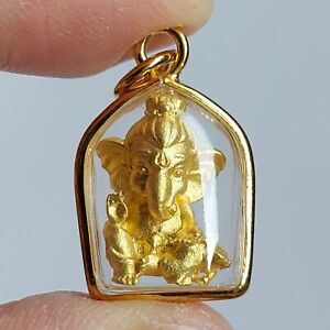 Golden Ganesh Lord Of Success Hindu God Gold Thai Amulet Pendant