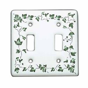 Vintage Switch Plate White Porcelain Ivy Double Toggle Renovators Supply