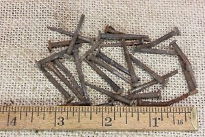 1 1 8 Used Old Nails 25 Vintage 1850 S Square Rusty Patina 3 16 Head Bent