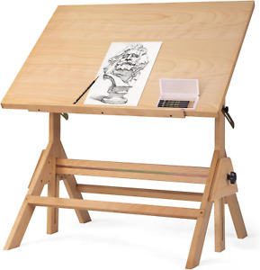 Drafting Table Natural Design Solid Beech Wood Drafting Table Adjustable Heigh