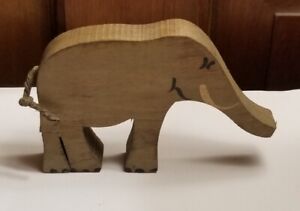 Antique Vintage Folk Art Wood Hand Painted Elephant Noah S Ark Figure 4 75 Lx3t