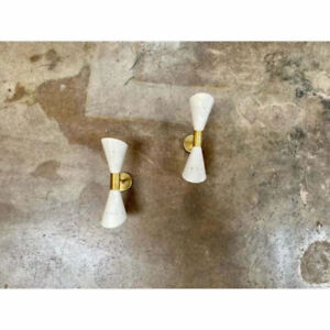 1960 S Italian Sconces A Pair In Brass Stilnovo Lamps Ceiling Wall Fixture Ligh