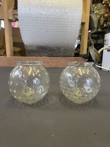 Pair Of Antique Glass Gas Lamp Shades Oil Lamp Glass Globe Shades